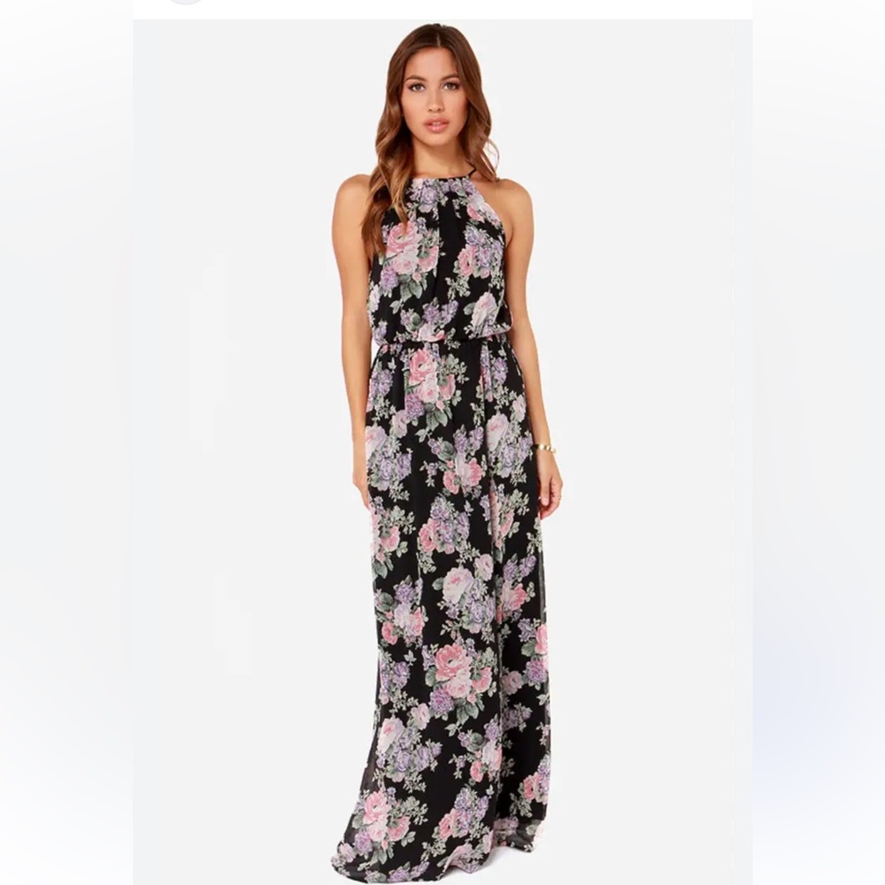 Nine West Womens Size 16 Halter Neck Floral Print Maxi Dress